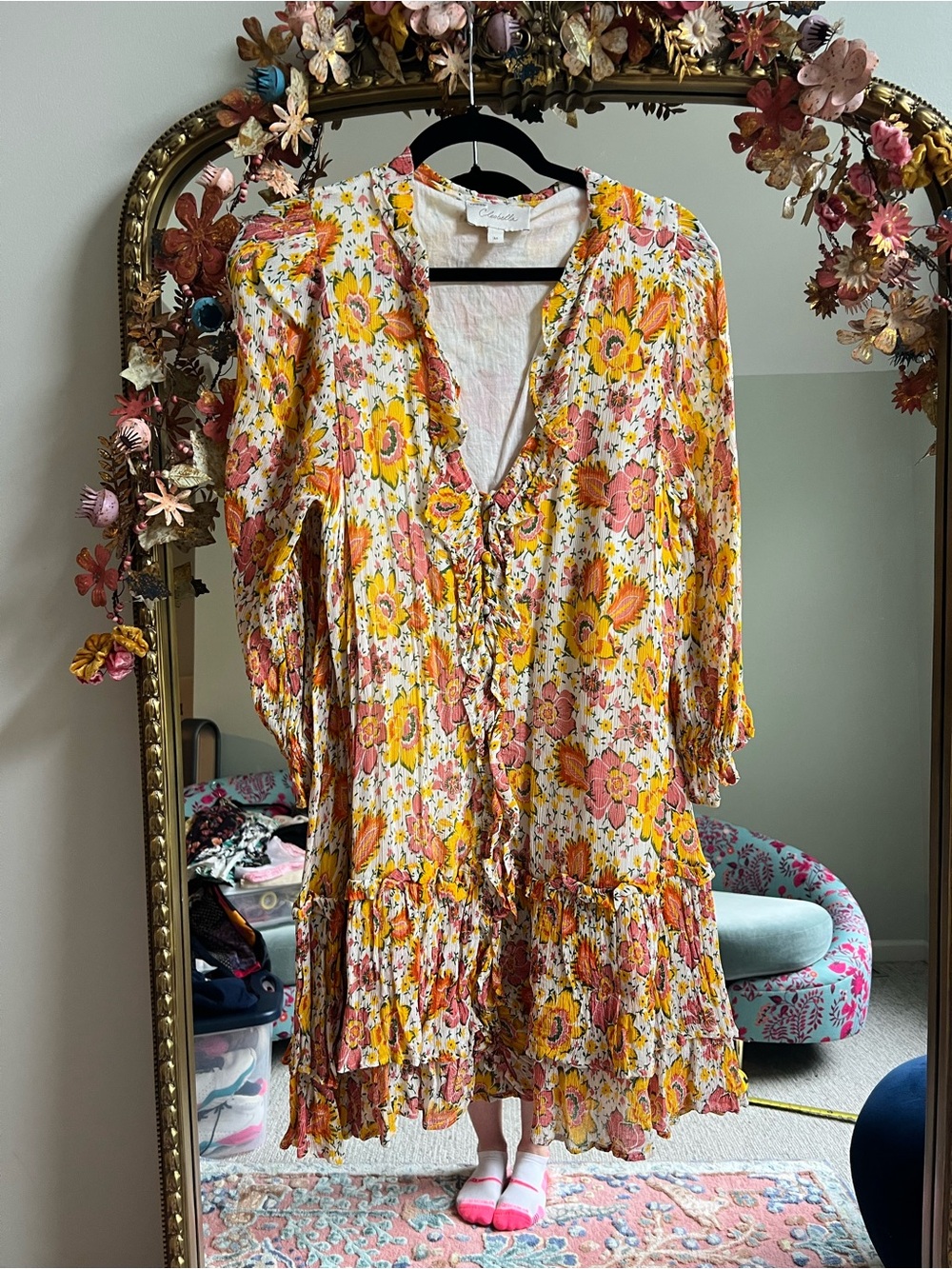 Cleobella Cream Dress with Yellow & Pink Floral Print
